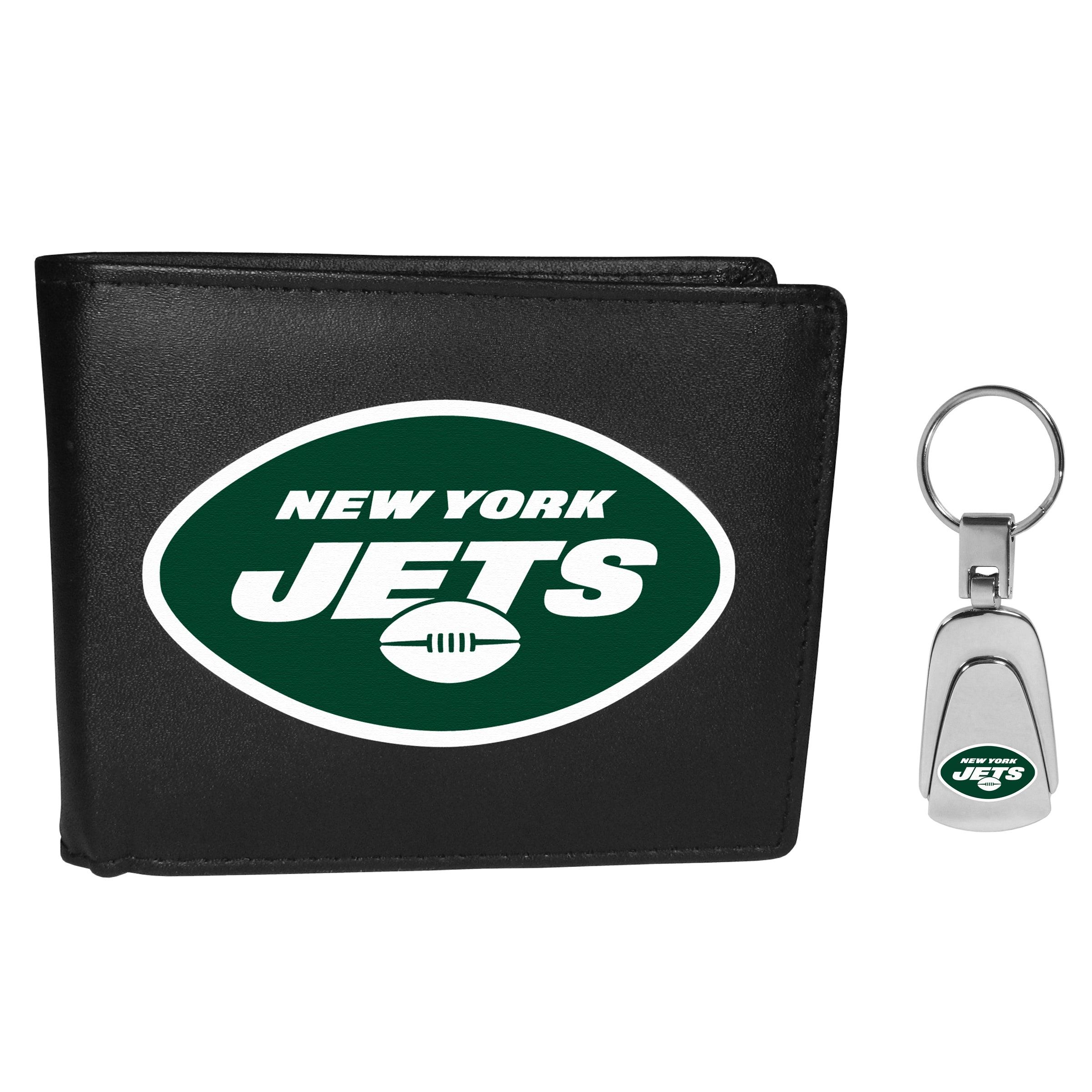 New York Jets Bi-fold Wallet & Steel Key Chain - Flyclothing LLC