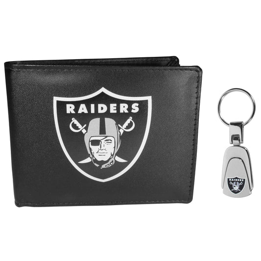 Las Vegas Raiders Bi-fold Wallet & Steel Key Chain - Siskiyou Buckle