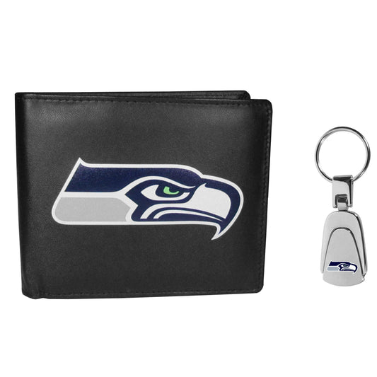 Seattle Seahawks Bi-fold Wallet & Steel Key Chain - Siskiyou Buckle