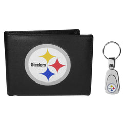 Pittsburgh Steelers Bi-fold Wallet & Steel Key Chain - Flyclothing LLC