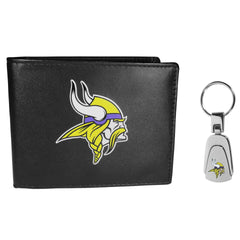 Minnesota Vikings Bi-fold Wallet & Steel Key Chain - Flyclothing LLC