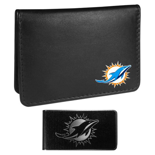 Miami Dolphins Weekend Bi-fold Wallet & Black Money Clip - Siskiyou Buckle