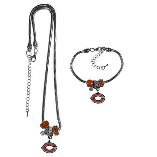 Chicago Bears Euro Bead Necklace and Bracelet Set - Flyclothing LLC