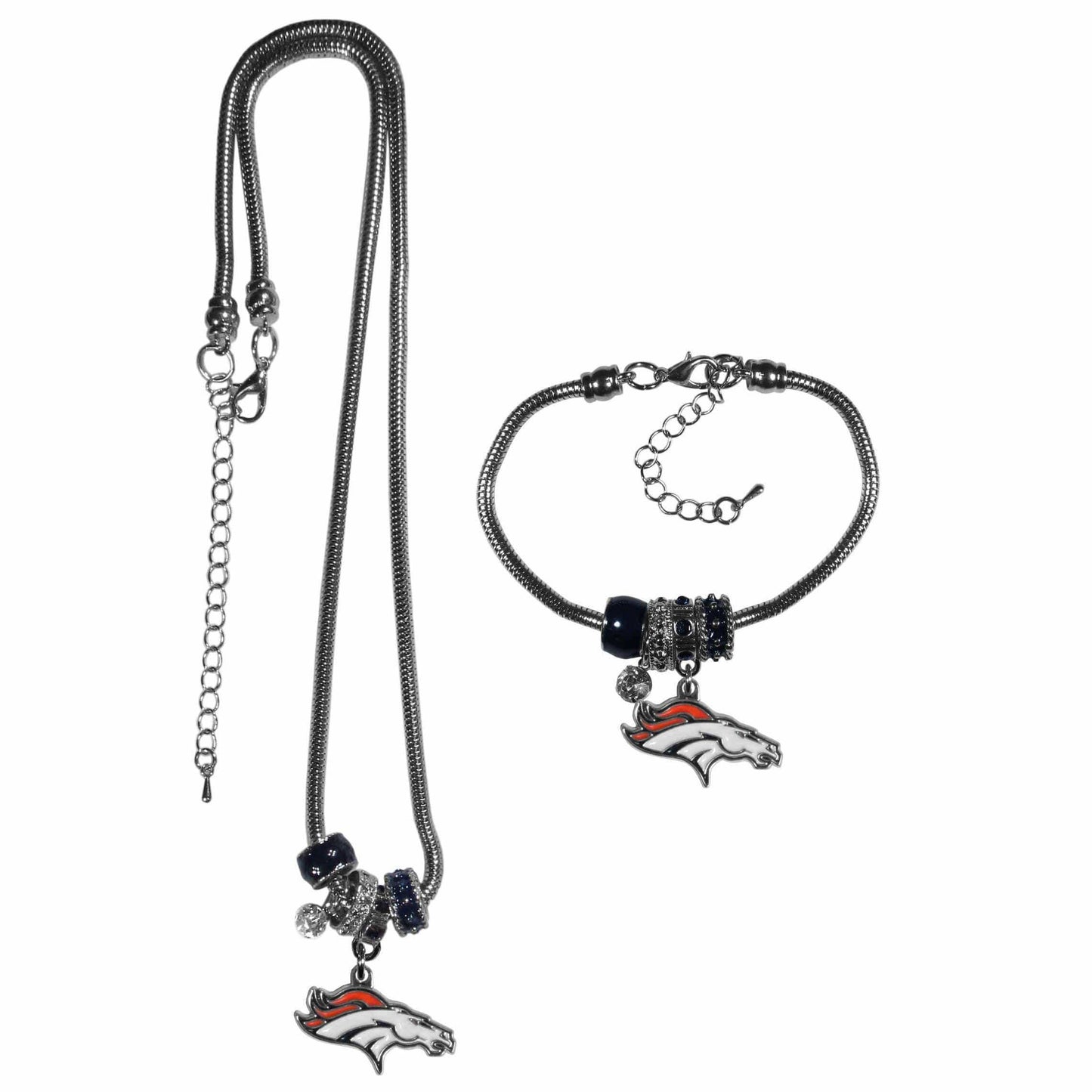 Denver Broncos Euro Bead Necklace and Bracelet Set - Siskiyou Buckle - Flyclothing LLC