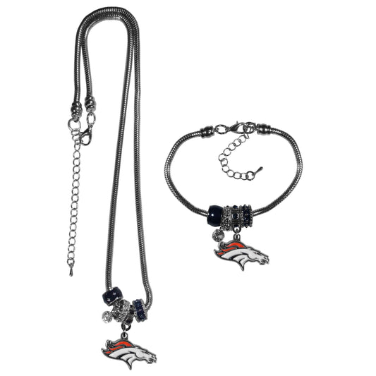Denver Broncos Euro Bead Necklace and Bracelet Set - Flyclothing LLC