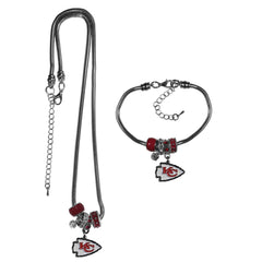 Kansas City Chiefs Euro Bead Necklace and Bracelet Set - Flyclothing LLC