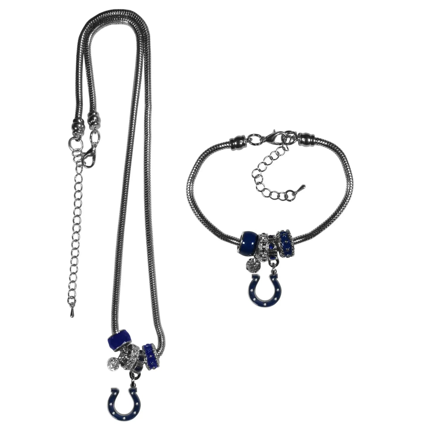 Indianapolis Colts Euro Bead Necklace and Bracelet Set - Siskiyou Buckle - Flyclothing LLC