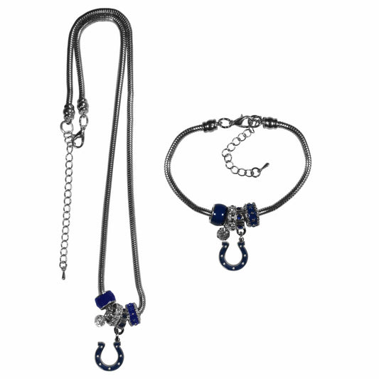 Indianapolis Colts Euro Bead Necklace and Bracelet Set - Siskiyou Buckle