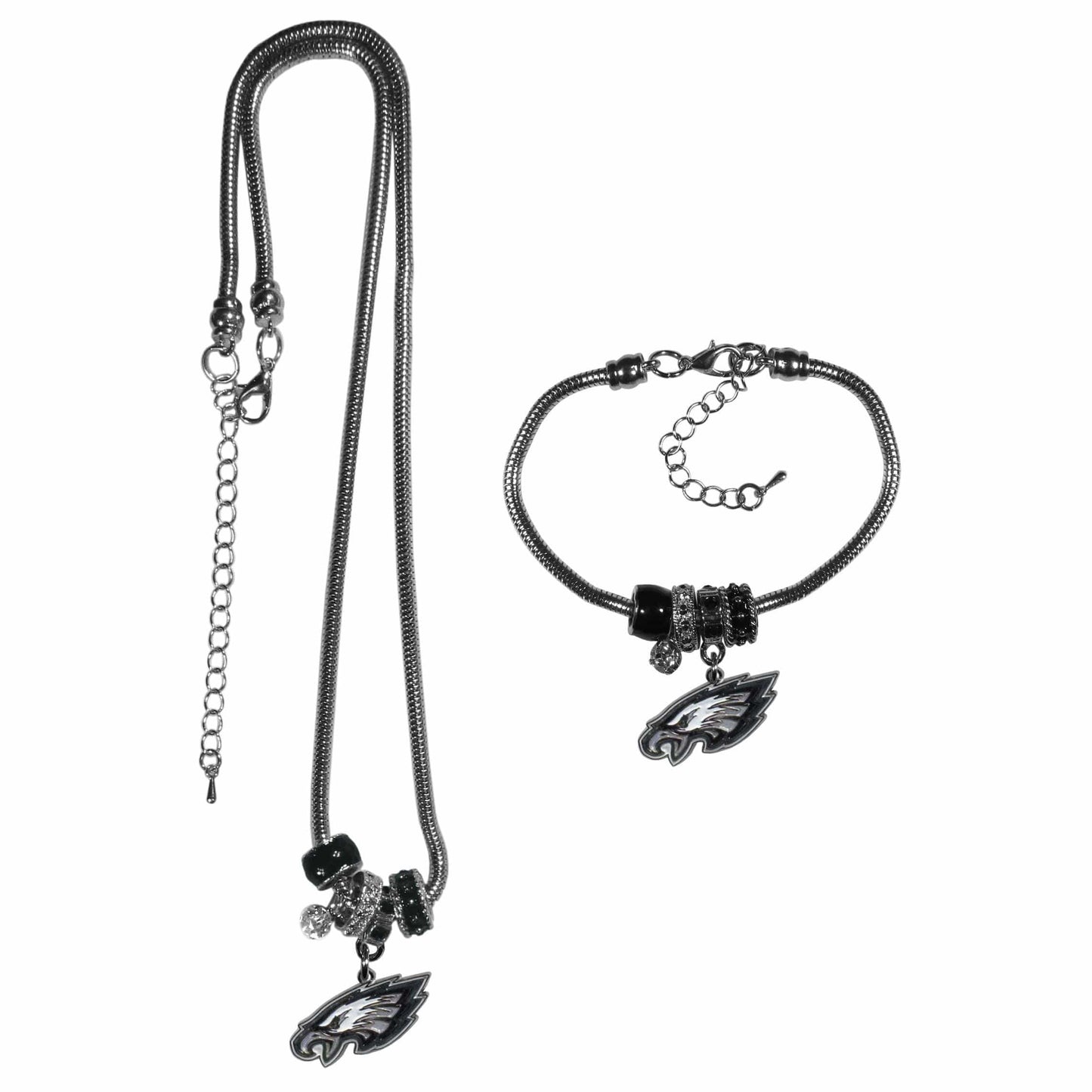 Philadelphia Eagles Euro Bead Necklace and Bracelet Set - Siskiyou Buckle - Flyclothing LLC