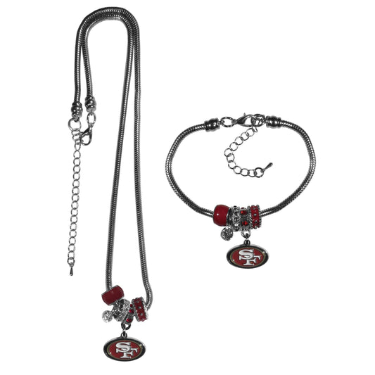 San Francisco 49ers Euro Bead Necklace and Bracelet Set - Flyclothing LLC