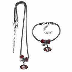 San Francisco 49ers Euro Bead Necklace and Bracelet Set - Siskiyou Buckle
