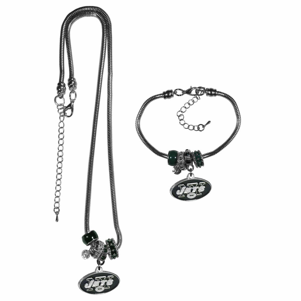 New York Jets Euro Bead Necklace and Bracelet Set - Siskiyou Buckle - Flyclothing LLC