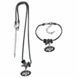 New York Jets Euro Bead Necklace and Bracelet Set - Siskiyou Buckle - Flyclothing LLC