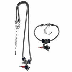 New England Patriots Euro Bead Necklace and Bracelet Set - Siskiyou Buckle