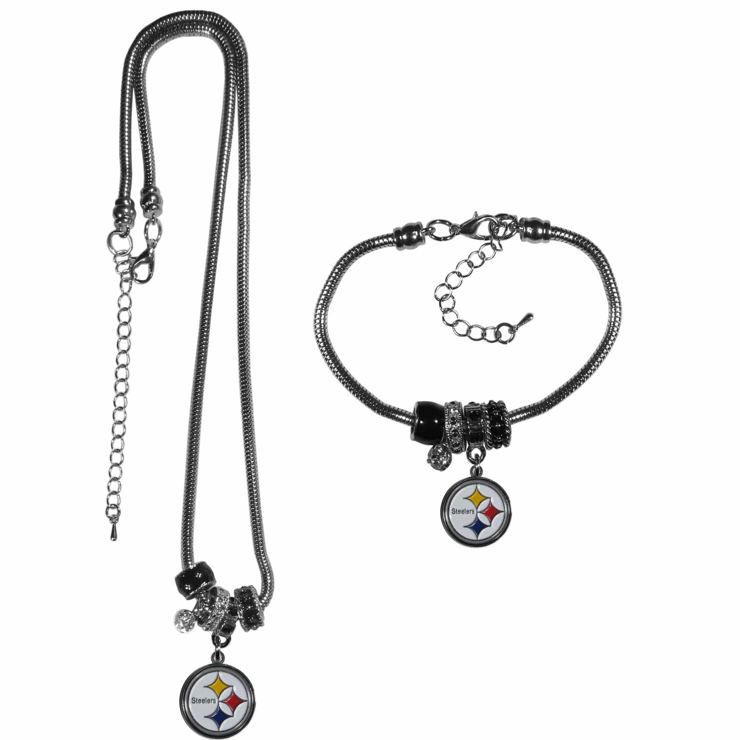 Pittsburgh Steelers Euro Bead Necklace and Bracelet Set - Siskiyou Buckle - Flyclothing LLC