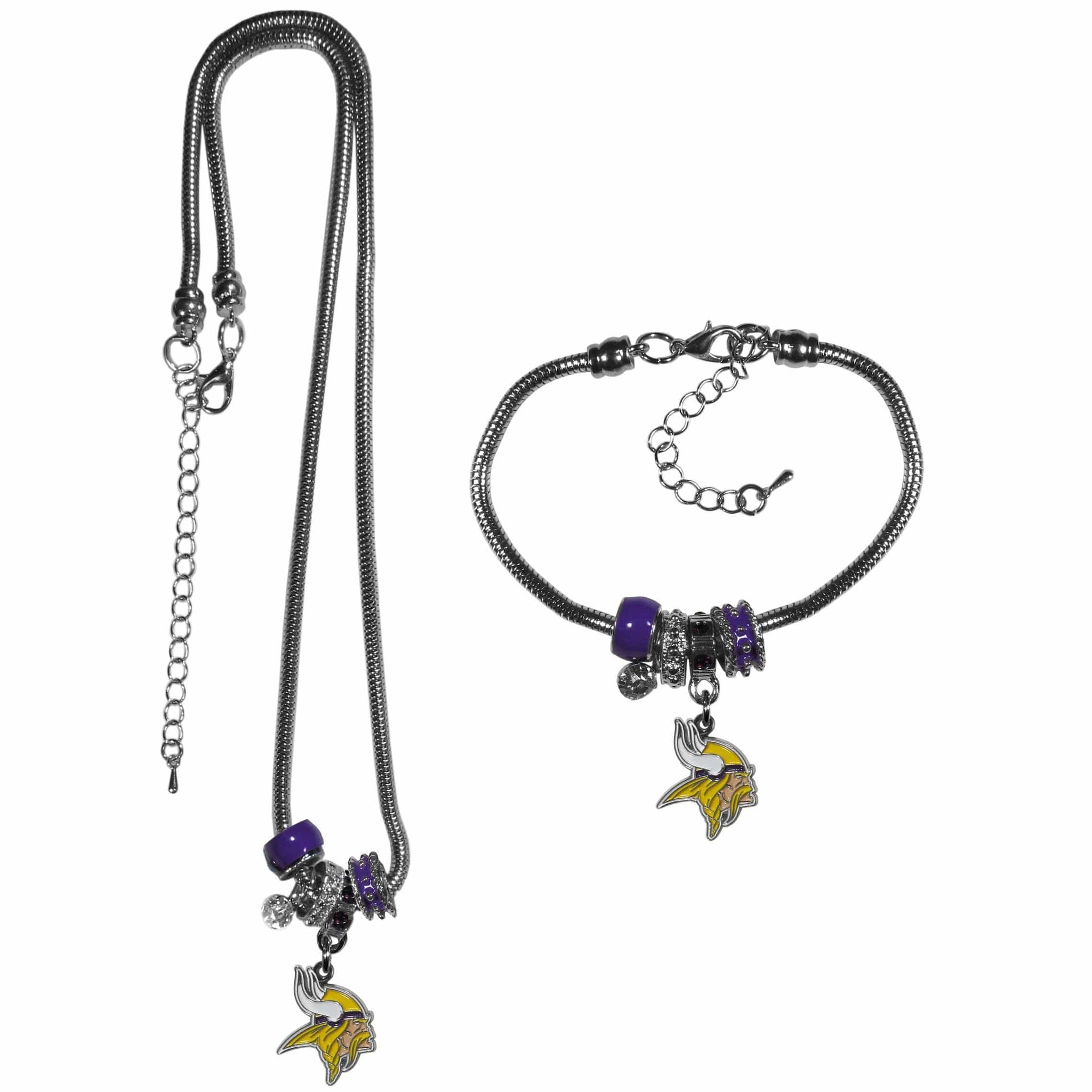 Minnesota Vikings Euro Bead Necklace and Bracelet Set - Siskiyou Buckle - Flyclothing LLC
