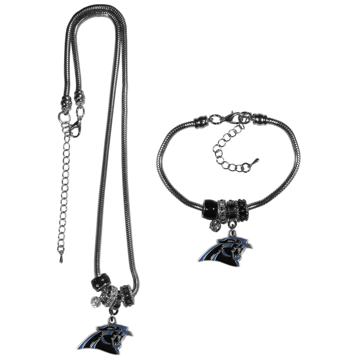 Carolina Panthers Euro Bead Necklace and Bracelet Set - Siskiyou Buckle - Flyclothing LLC