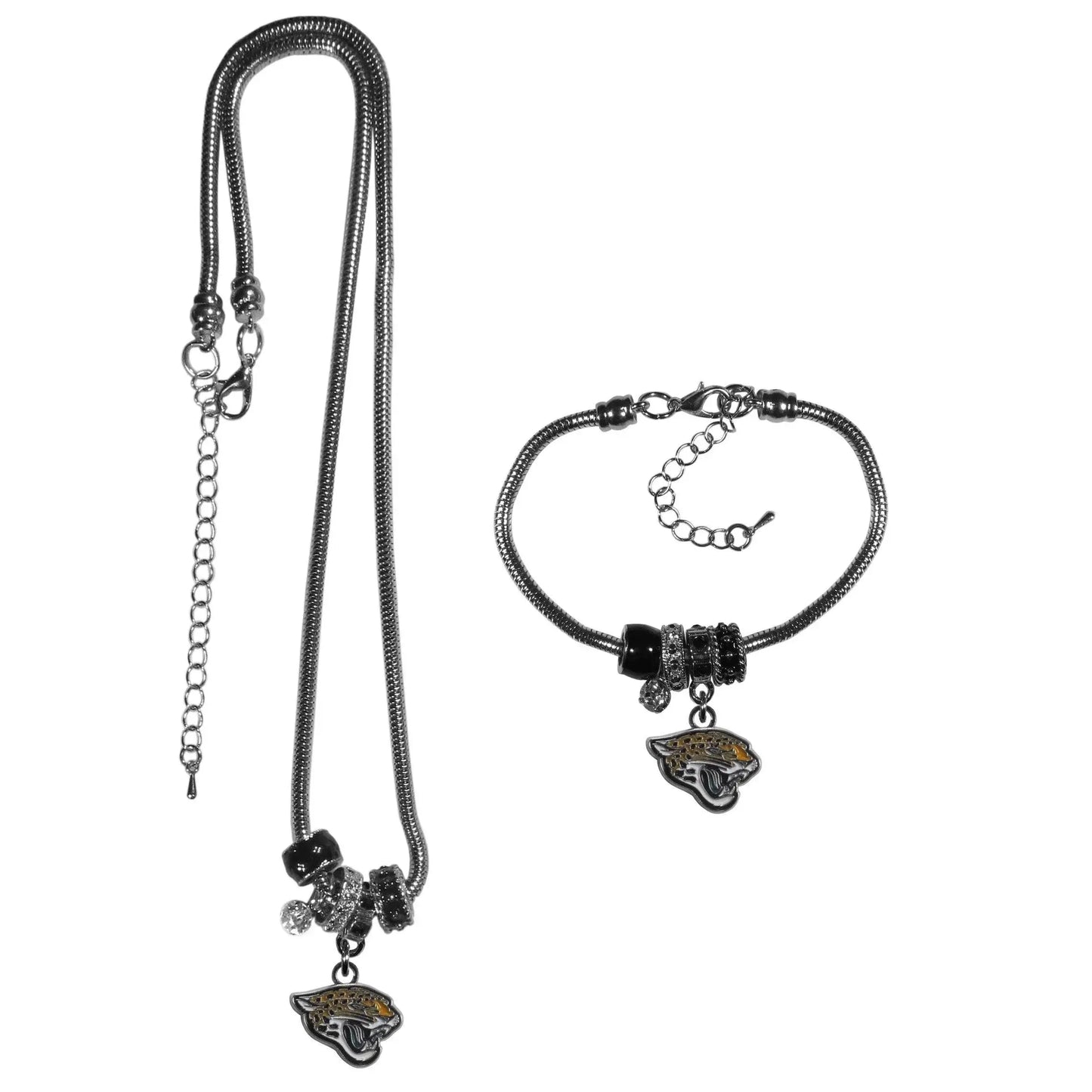 Jacksonville Jaguars Euro Bead Necklace and Bracelet Set - Siskiyou Buckle - Flyclothing LLC