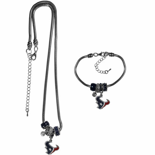 Houston Texans Euro Bead Necklace and Bracelet Set - Siskiyou Buckle