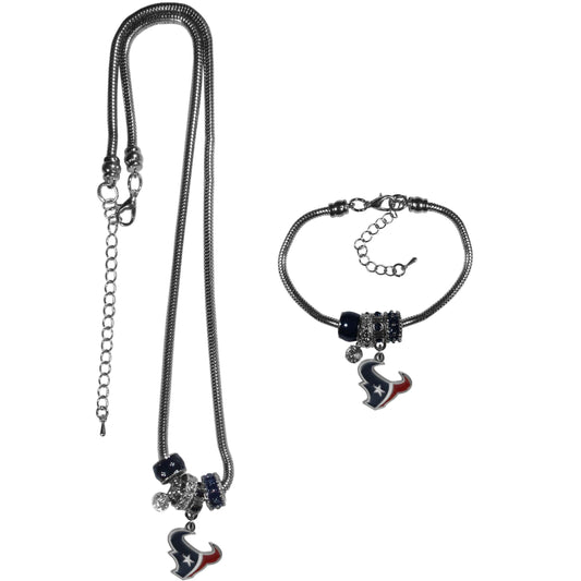 Houston Texans Euro Bead Necklace and Bracelet Set - Flyclothing LLC
