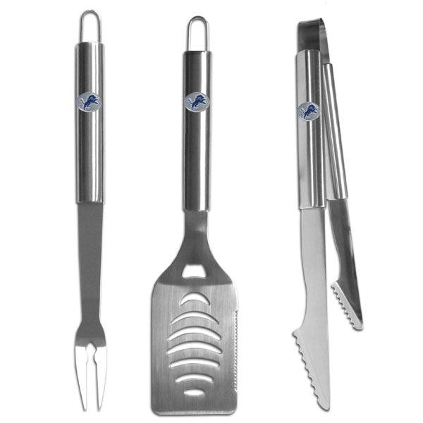 Detroit Lions 3 pc Stainless Steel BBQ Set - Flyclothing LLC