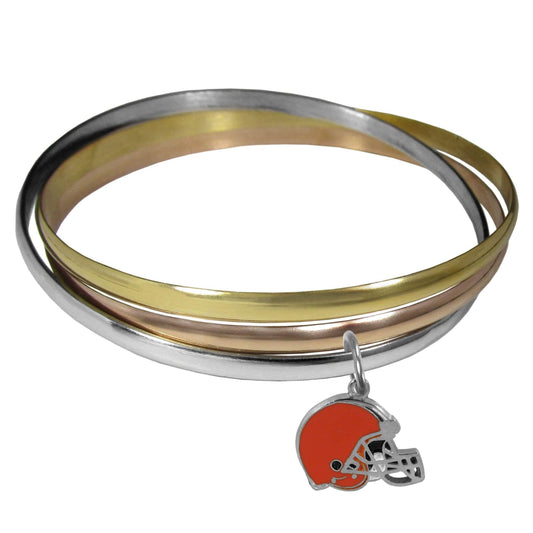 Cleveland Browns Tri-color Bangle Bracelet - Siskiyou Buckle