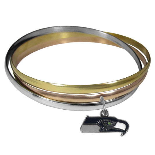 Seattle Seahawks Tri-color Bangle Bracelet - Siskiyou Buckle