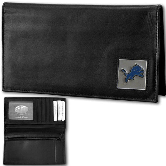 Detroit Lions Deluxe Leather Checkbook Cover - Siskiyou Buckle