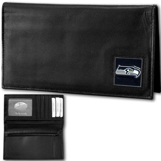 Seattle Seahawks Deluxe Leather Checkbook Cover - Siskiyou Buckle
