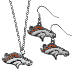 Denver Broncos Dangle Earrings and Chain Necklace Set - Flyclothing LLC