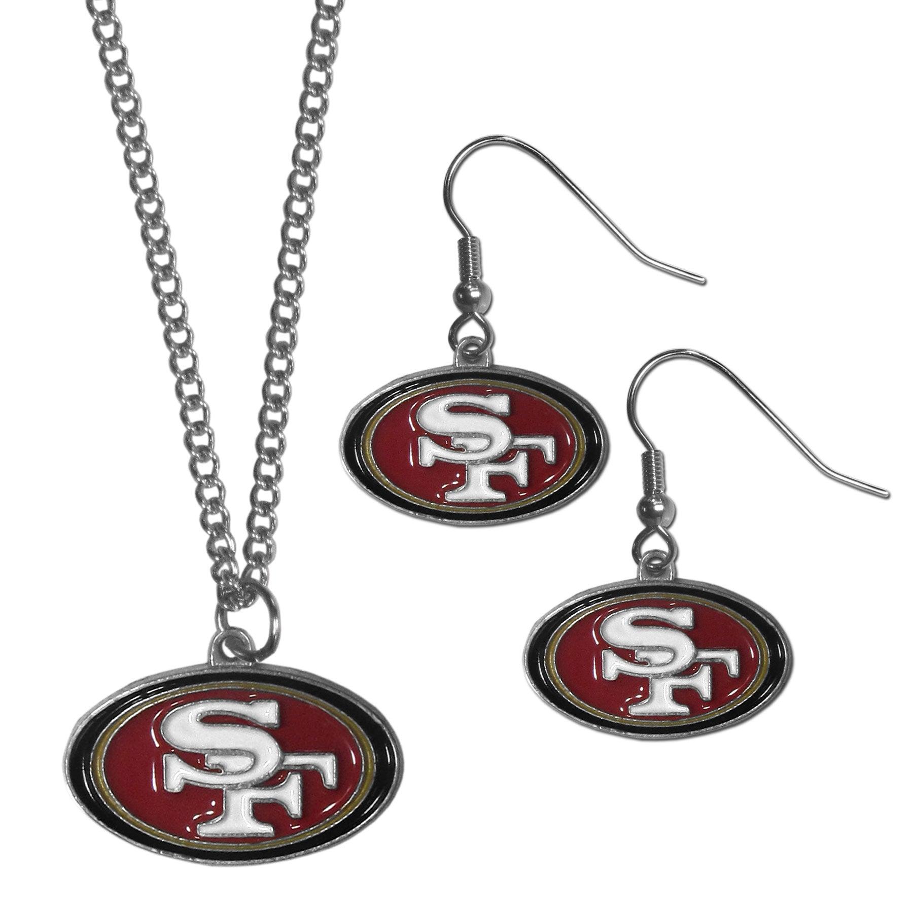San Francisco 49ers Dangle Earrings and Chain Necklace Set - Flyclothing LLC