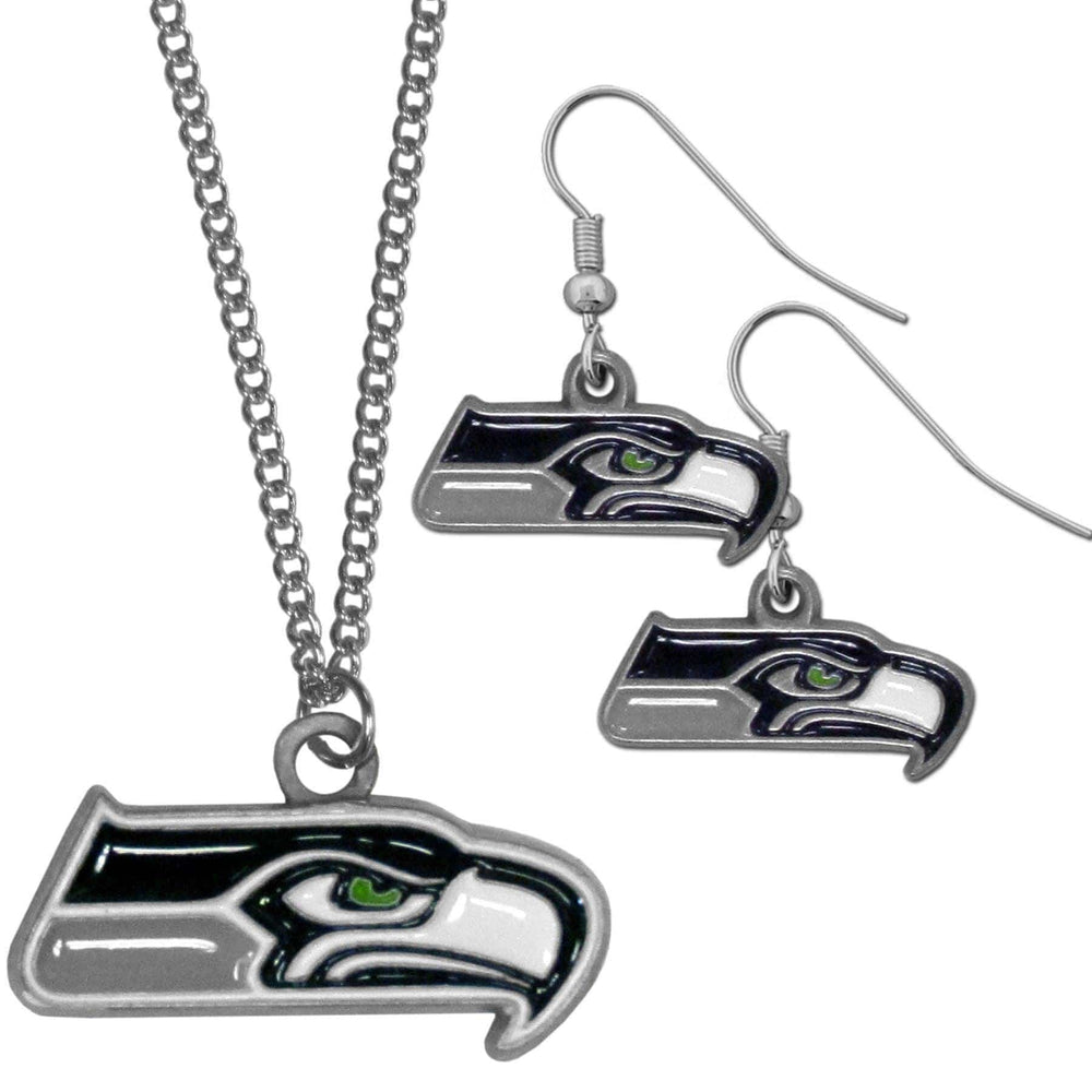 Seattle Seahawks Dangle Earrings and Chain Necklace Set - Siskiyou Buckle