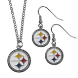 Pittsburgh Steelers Dangle Earrings and Chain Necklace Set - Siskiyou Buckle