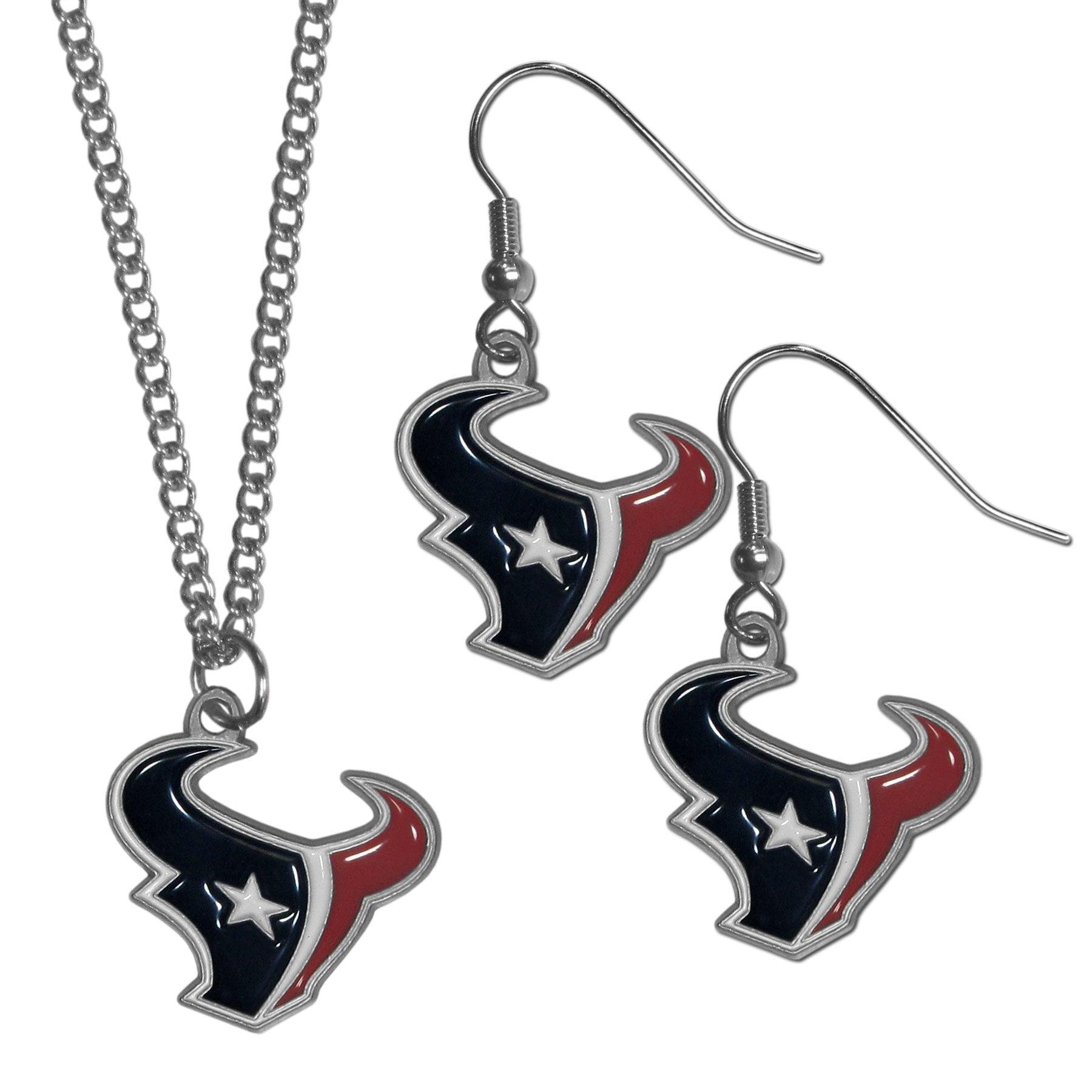 Houston Texans Dangle Earrings and Chain Necklace Set - Flyclothing LLC