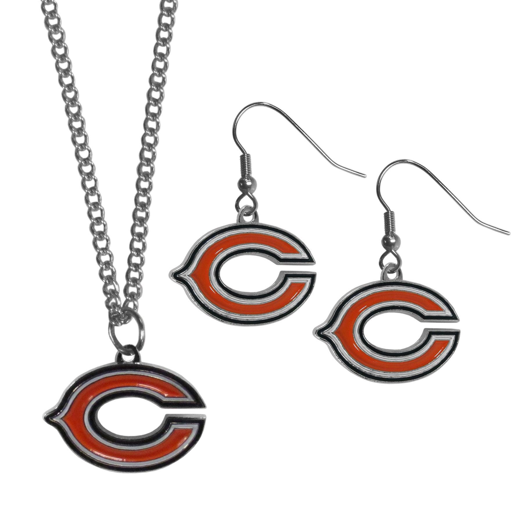 Chicago Bears Dangle Earrings and Chain Necklace Set - Flyclothing LLC