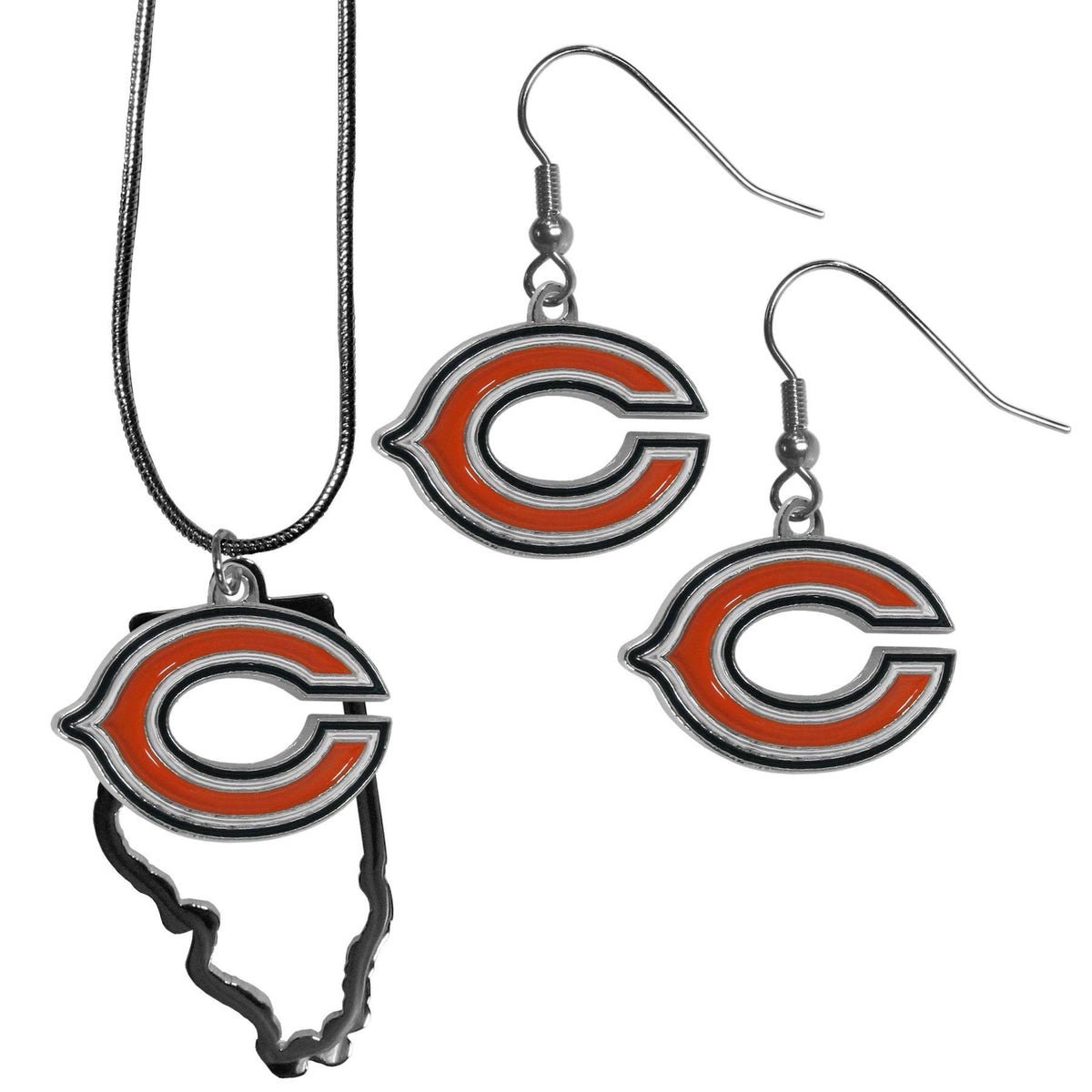 Chicago Bears Dangle Earrings and State Necklace Set - Flyclothing LLC