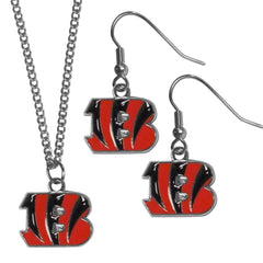 Cincinnati Bengals Dangle Earrings and Chain Necklace Set - Flyclothing LLC