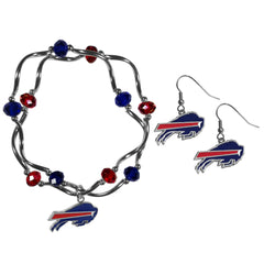 Buffalo Bills Dangle Earrings and Crystal Bead Bracelet Set - Flyclothing LLC