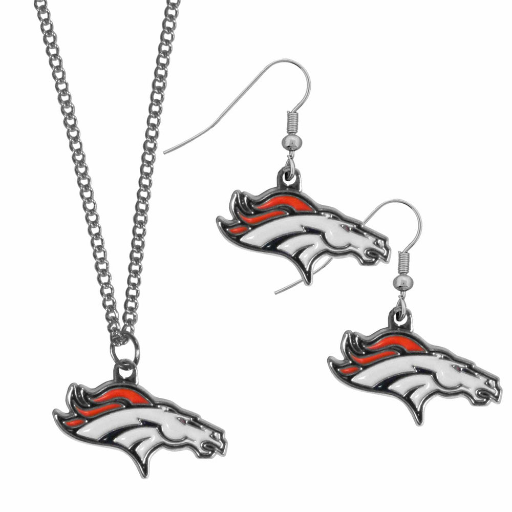 Denver Broncos Dangle Earrings and Chain Necklace Set - Siskiyou Buckle