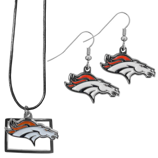 Denver Broncos Dangle Earrings and State Necklace Set - Flyclothing LLC