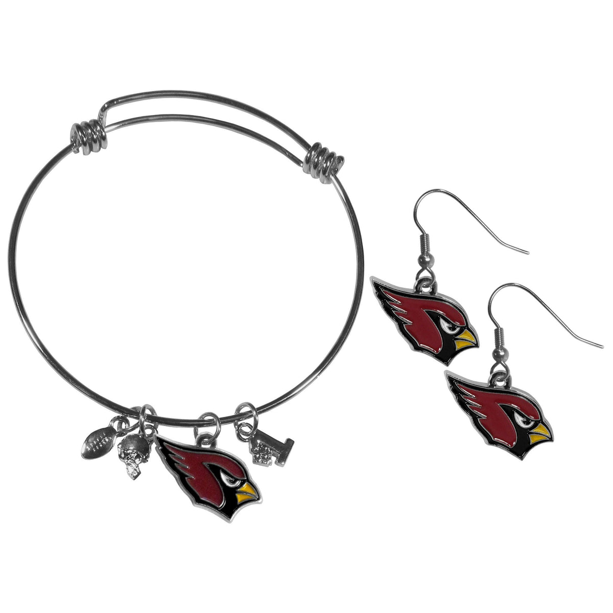 Arizona Cardinals Dangle Earrings and Charm Bangle Bracelet Set - Flyclothing LLC