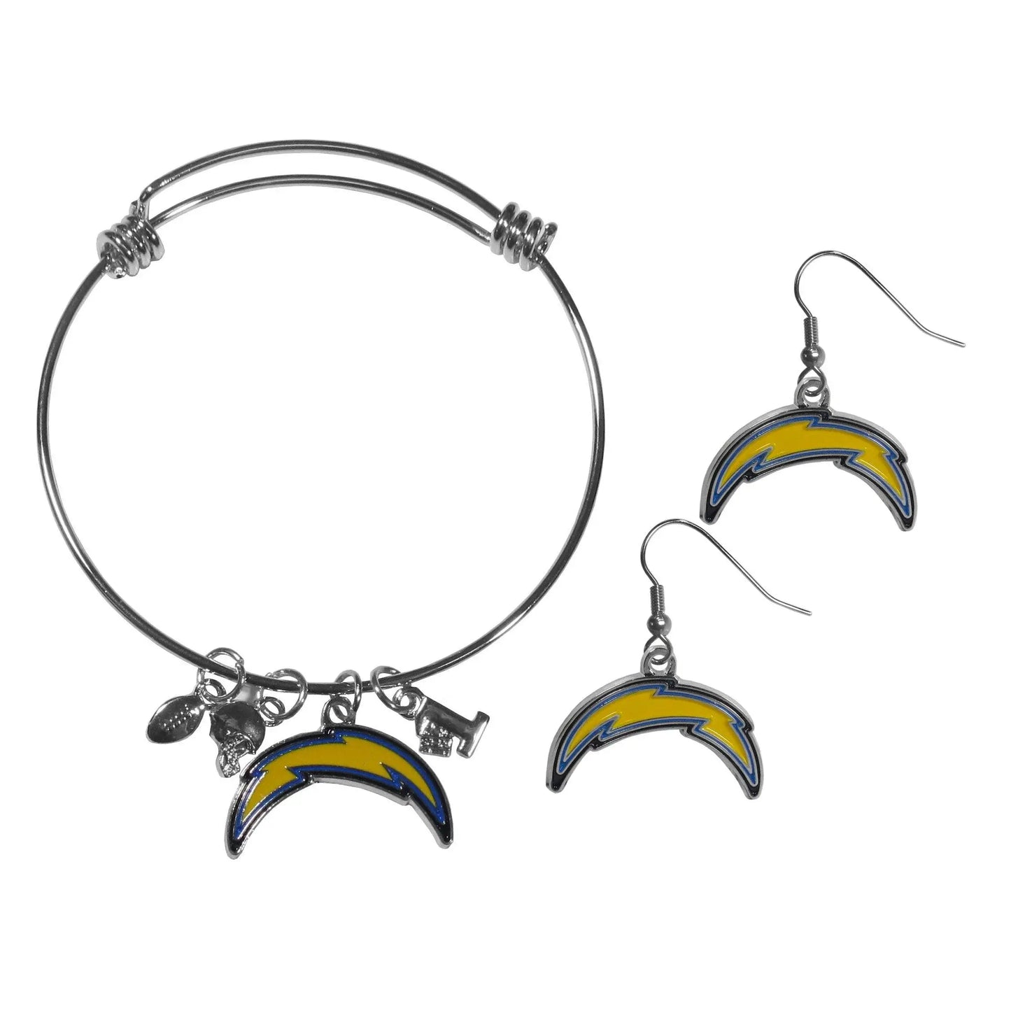 Los Angeles Chargers Dangle Earrings and Charm Bangle Bracelet Set - Siskiyou Buckle - Flyclothing LLC