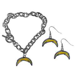 Los Angeles Chargers Chain Bracelet and Dangle Earring Set - Flyclothing LLC