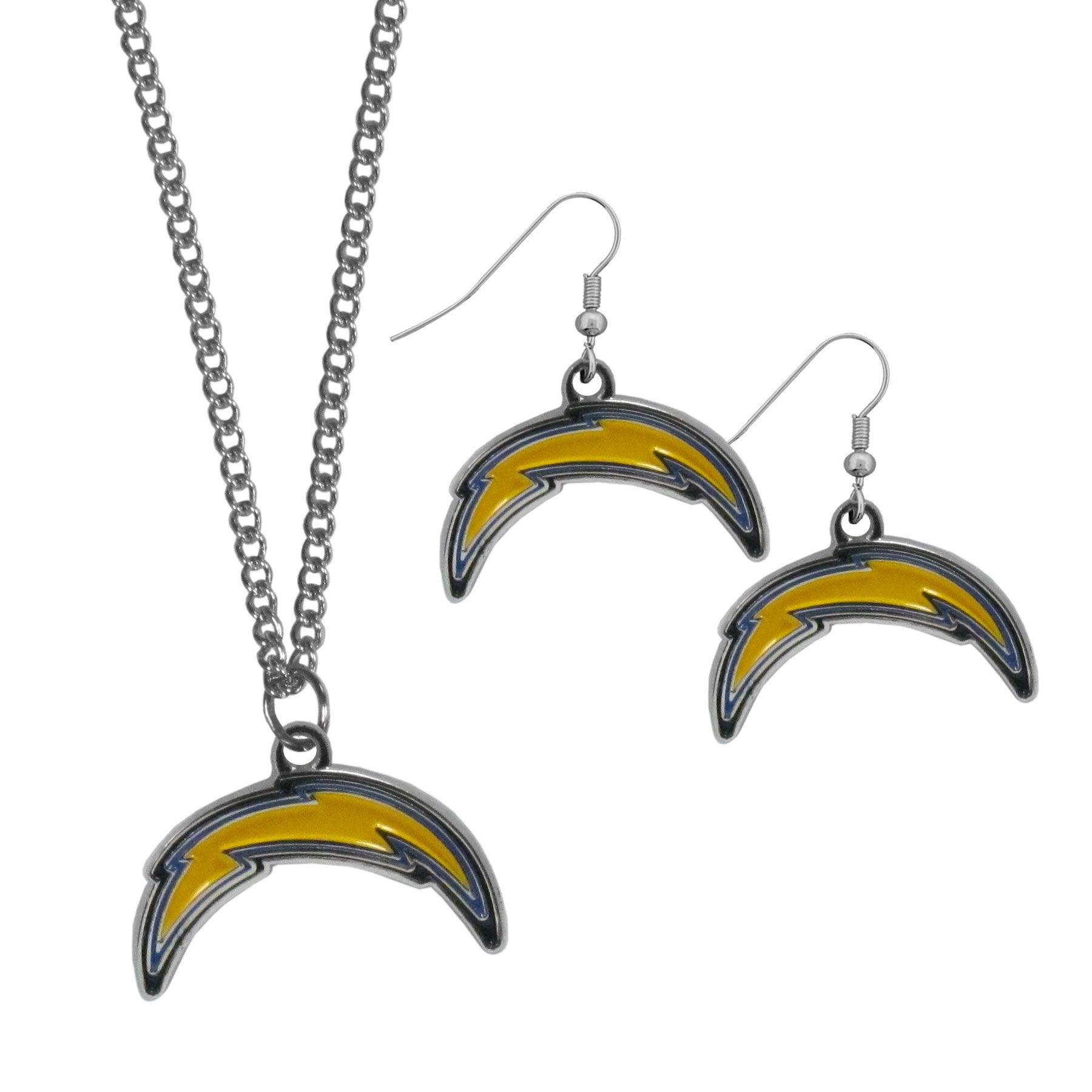Los Angeles Chargers Dangle Earrings and Chain Necklace Set - Flyclothing LLC