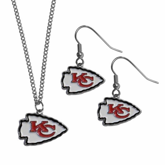 Kansas City Chiefs Dangle Earrings and Chain Necklace Set - Kansas City Chiefs