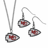 Kansas City Chiefs Dangle Earrings and Chain Necklace Set - Kansas City Chiefs
