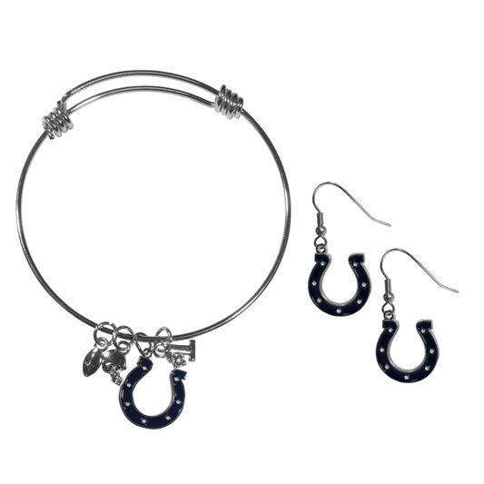 Indianapolis Colts Dangle Earrings and Charm Bangle Bracelet Set - Siskiyou Buckle
