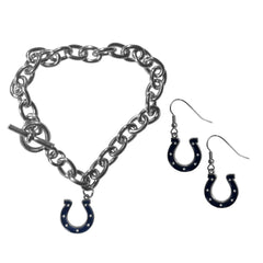 Indianapolis Colts Chain Bracelet and Dangle Earring Set - Flyclothing LLC