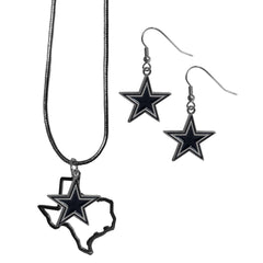 Dallas Cowboys Dangle Earrings and State Necklace Set - Flyclothing LLC