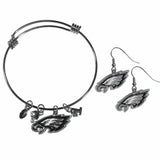 Philadelphia Eagles Dangle Earrings and Charm Bangle Bracelet Set - Siskiyou Buckle - Flyclothing LLC